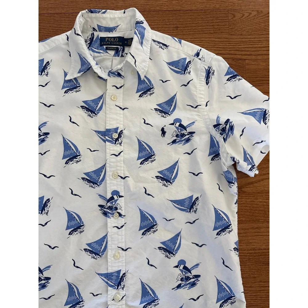 Polo Ralph Lauren Classic Fit Polo Bear Oxford Saiboat Men's Shirt- Size M - Picture 3 of 7
